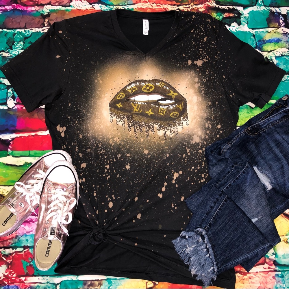 Louis Vuitton Lips Bleached Graphic Tee